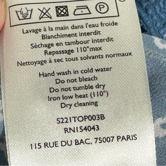 Sezane 100% Silk Palma Blue Floral Tank Top Camisole Boho Size 32 French US 0 - Picture 8 of 13